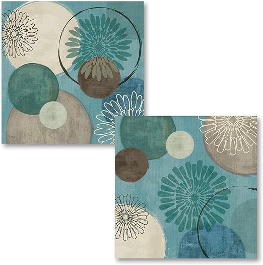 Amazon Com Gango Home Decor Lovely Teal And Brown Abstract Circle
