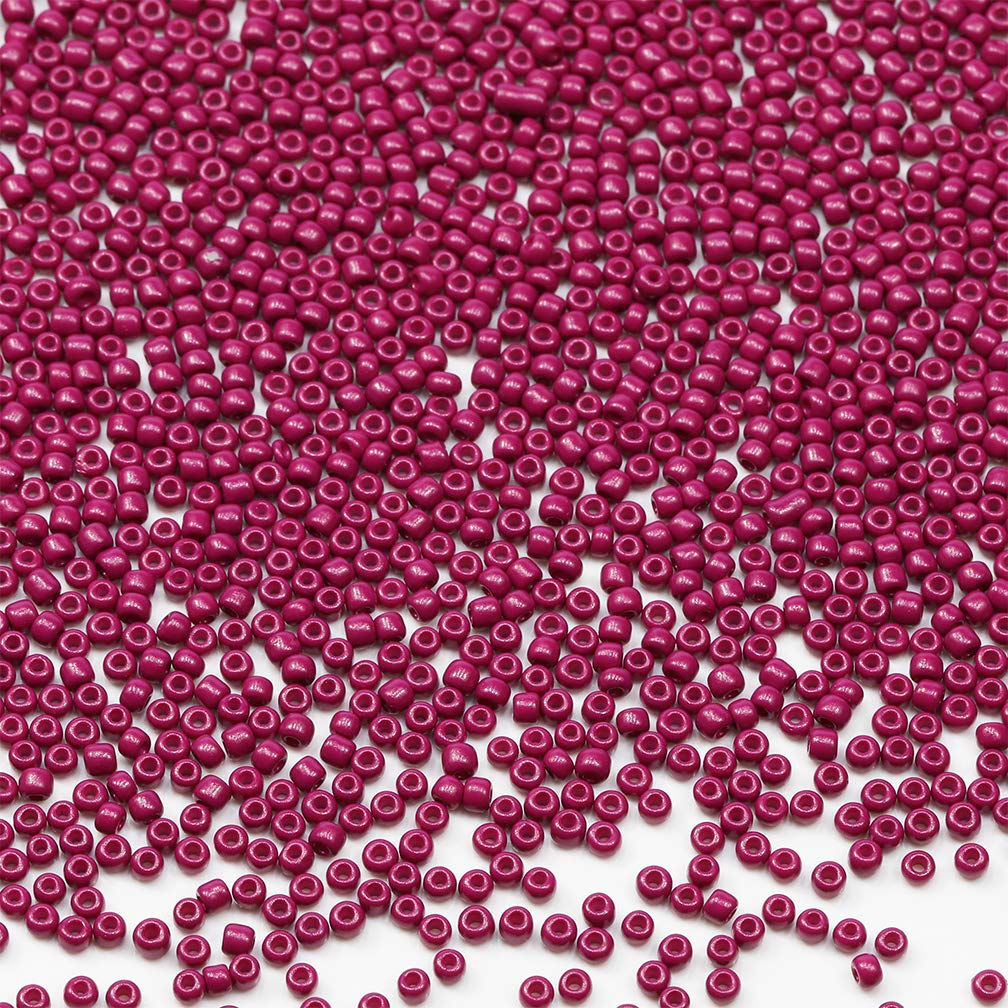 Tibaoffy Size 8/0 Crafts Glass Seed Beads 3mm Fuchsia Beads for Jewelry Making (Total About 100gm About 3600pcs)