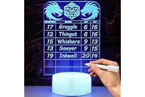 WUNHUNEW DND Initiative Tracker for DM, Unique Erasable Acrylic Light with Pen, Fantasy D&D Combat Health Tracker, Dungeon Master Tool for Dungeons and Dragons 5e Gifts Pathfinder Tabletop RPG Accessories