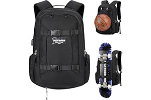 Ronyes Skateboard Backpack, Skateboard Bag,17.3 Inch Laptop Backpack with USB Charging Port, Backpacks for Sports Travel