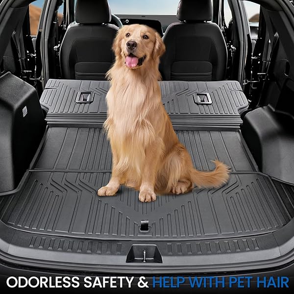 JOULARISE CARGO MAT WITH BACKREST MAT FOR 2025-2026 CHEVY EQUINOX(ONLY GAS)/GMC TERRAIN, ALL WEATHER TPE TRUNK CARGO MAT CAR ACCESSORIES FOR CHEVROLET EQUINOX LT RS ACTIV