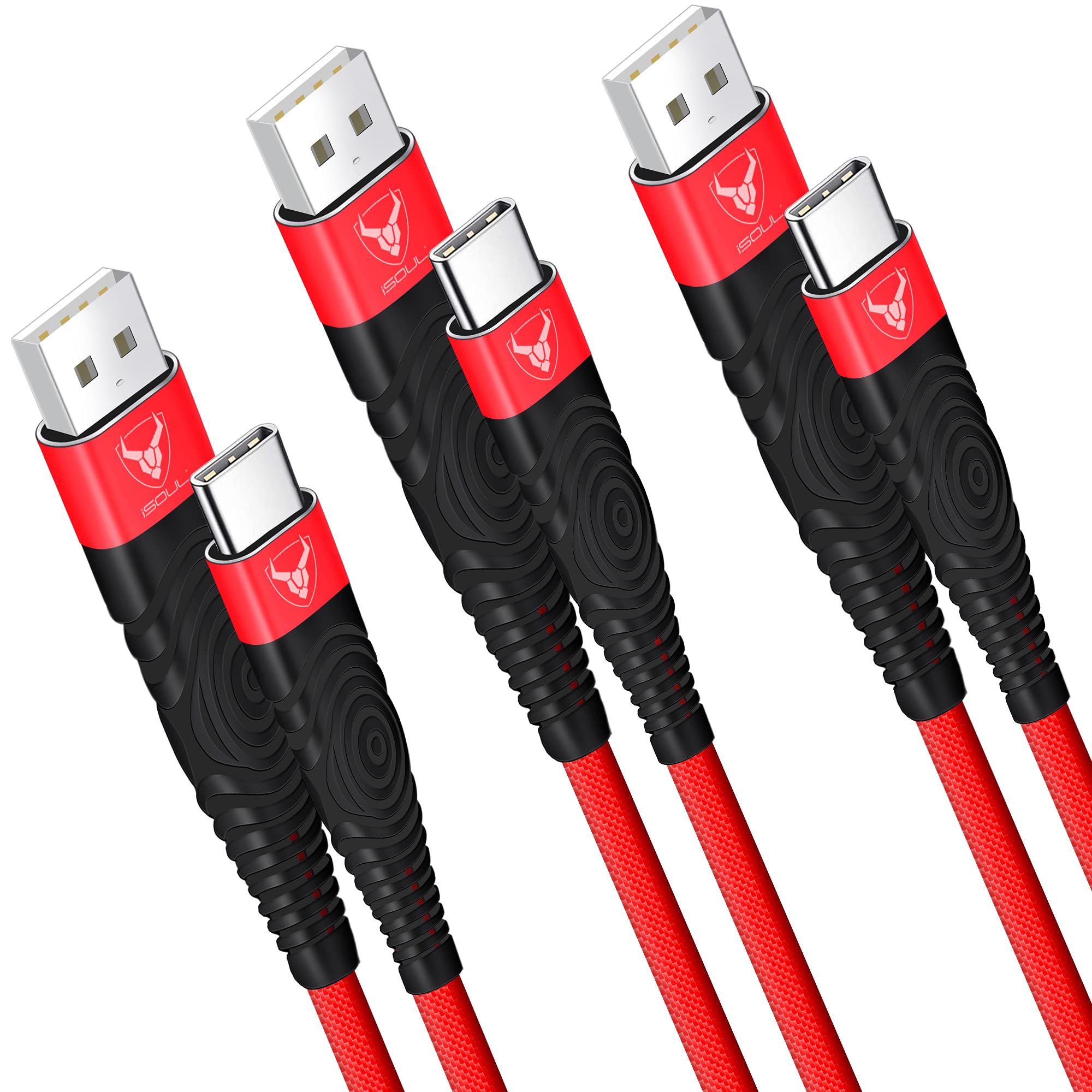 USB C Charger Cable 3 Pack 15CM, 1M, 2M USB A to USBC Cable Type C Charger Fast Charging Phone Lead for iPad Air iPhone 17 16 15 Pro Max Plus, Samsung Galaxy S25 S24 Ultra, Huawei, Google Pixel Red