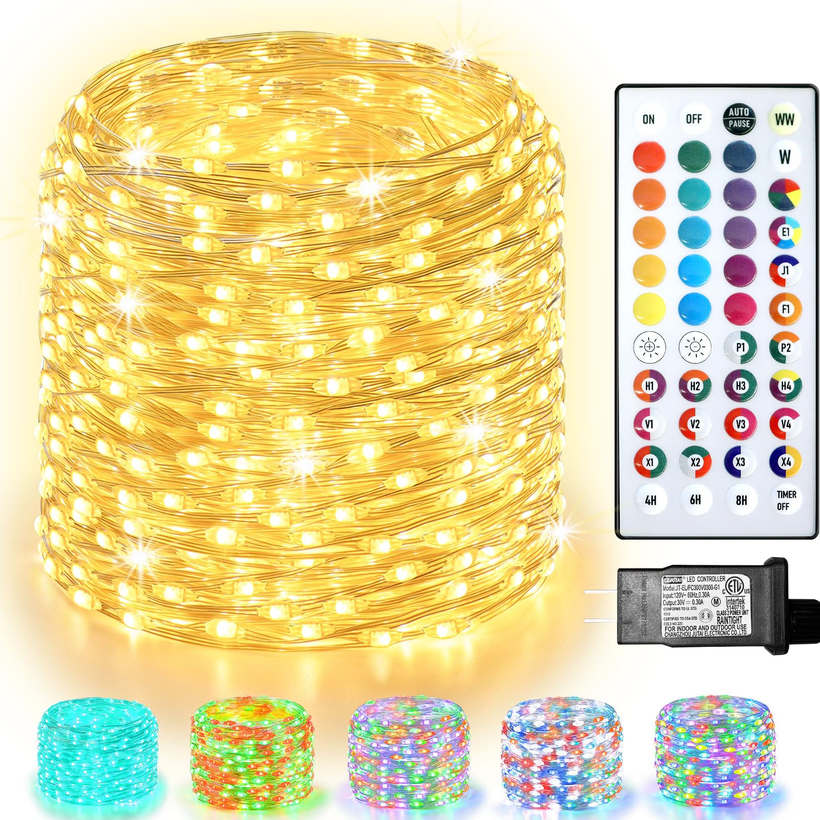 Photo 1 of 300 LED Fairy Lights Color Changing, 98 FT 35 Colors String Lights with Remote, 17 Single Color & 18 Holiday Colors, Christmas Twinkle Light Plug in for Bedroom Holiday Wedding Indoor Party Decor