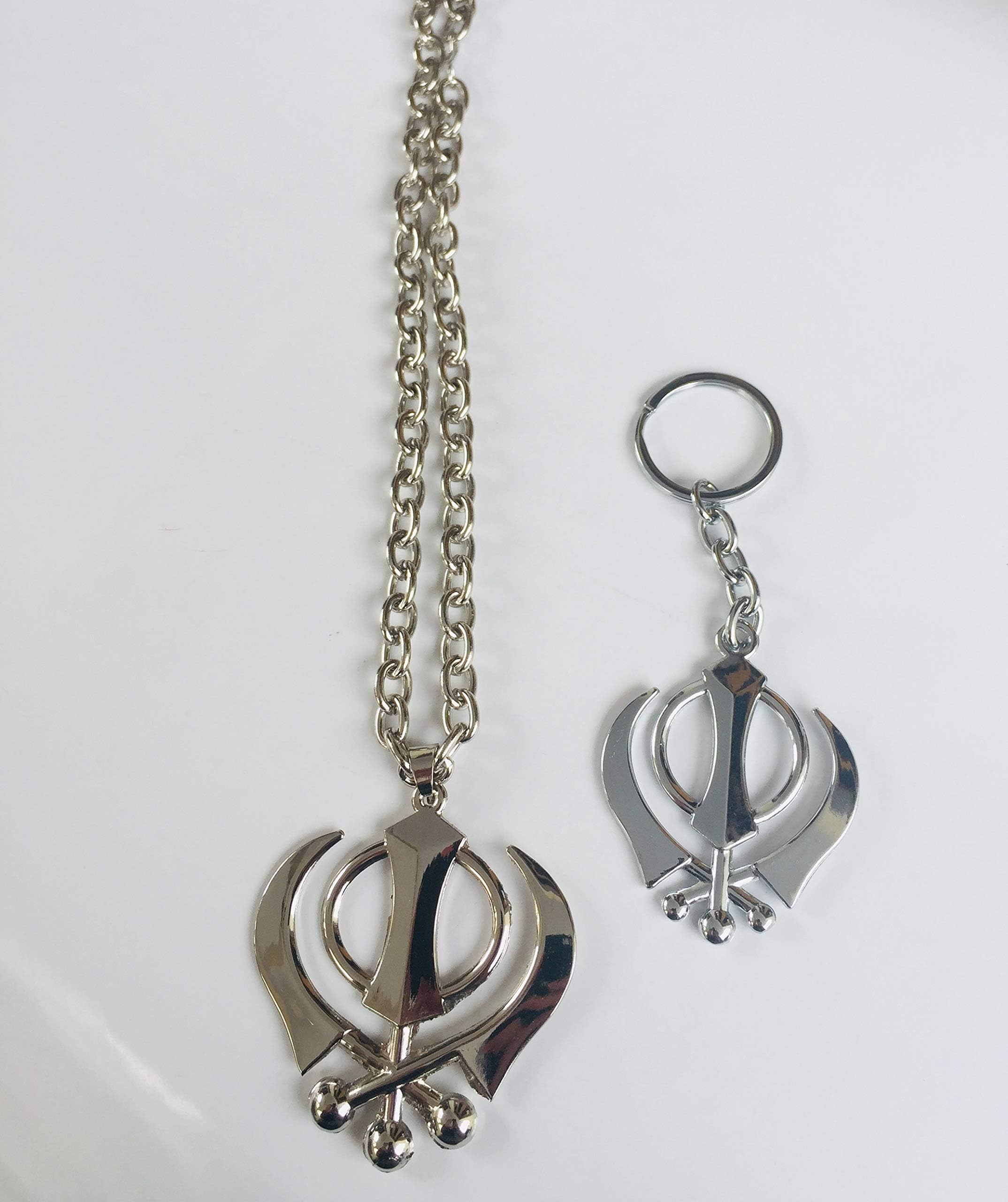 Abgeostones khanda pendent/sikh jewelary khanda, car hanging khanda comes with chain (large 1.60 inches)