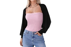 Totatuit Women's Y2K Bolero Shrugs Long Batwing Sleeve Knit Cropped Cardigan Drop Shoulder Cardigan with Back Slit