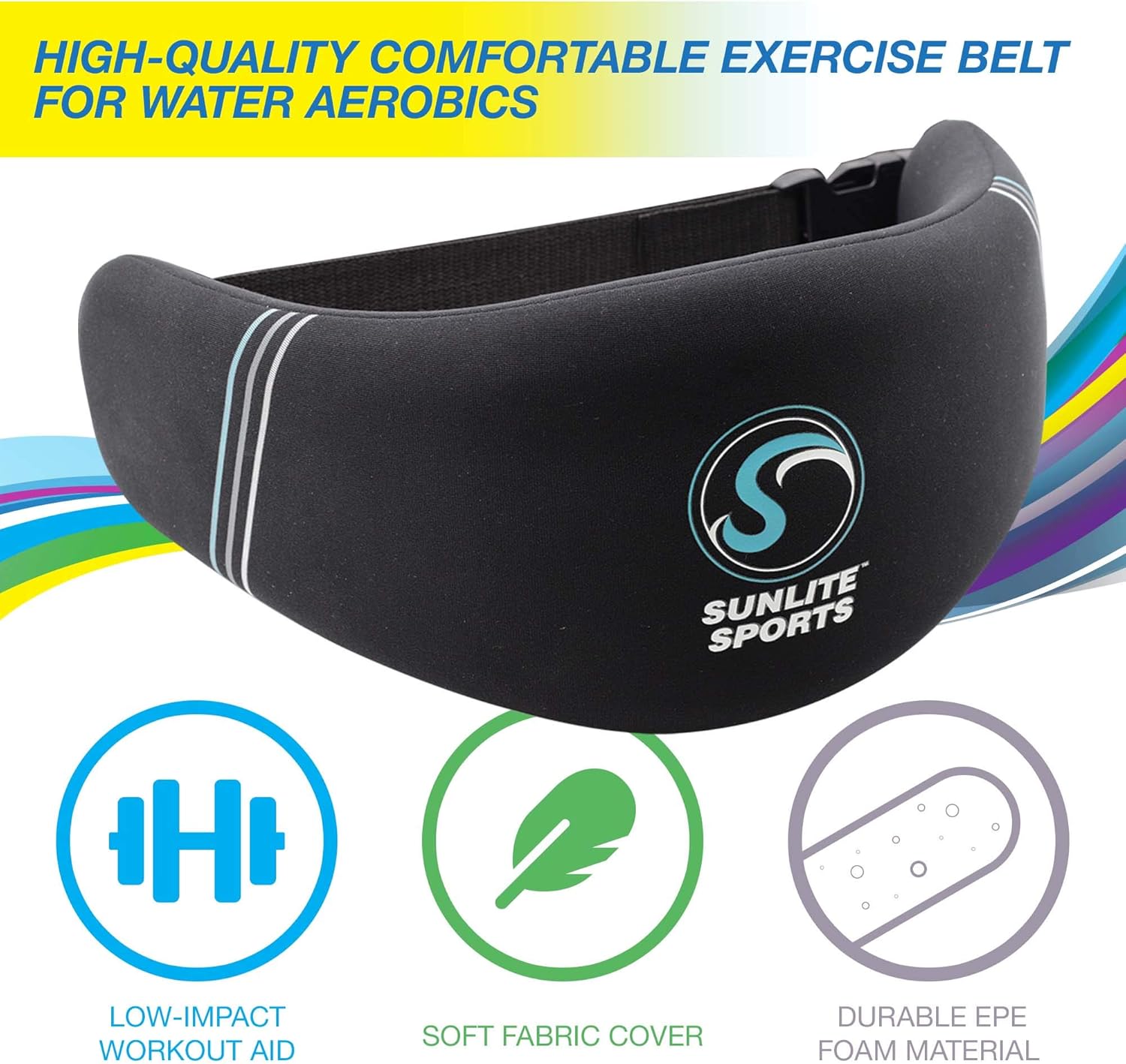 Sunlite Sports High-Density EVA-Foam Swim Belt, Floatation Belt for Aquatic Exercise, Low-Impact Workout, Swim Training Aid for Beginners (Aqua Fitness Extra Comfort Belt) : Sports & Outdoors