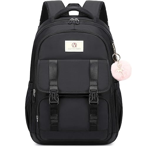AO ALI VICTORY Laptop Backpack 16 Inch Kids Elementary Middle High School Bag College Backpacks Women Work Business Back Pack Travel Rucksack Large Bookbag for Teens Girls Womens Students,Black