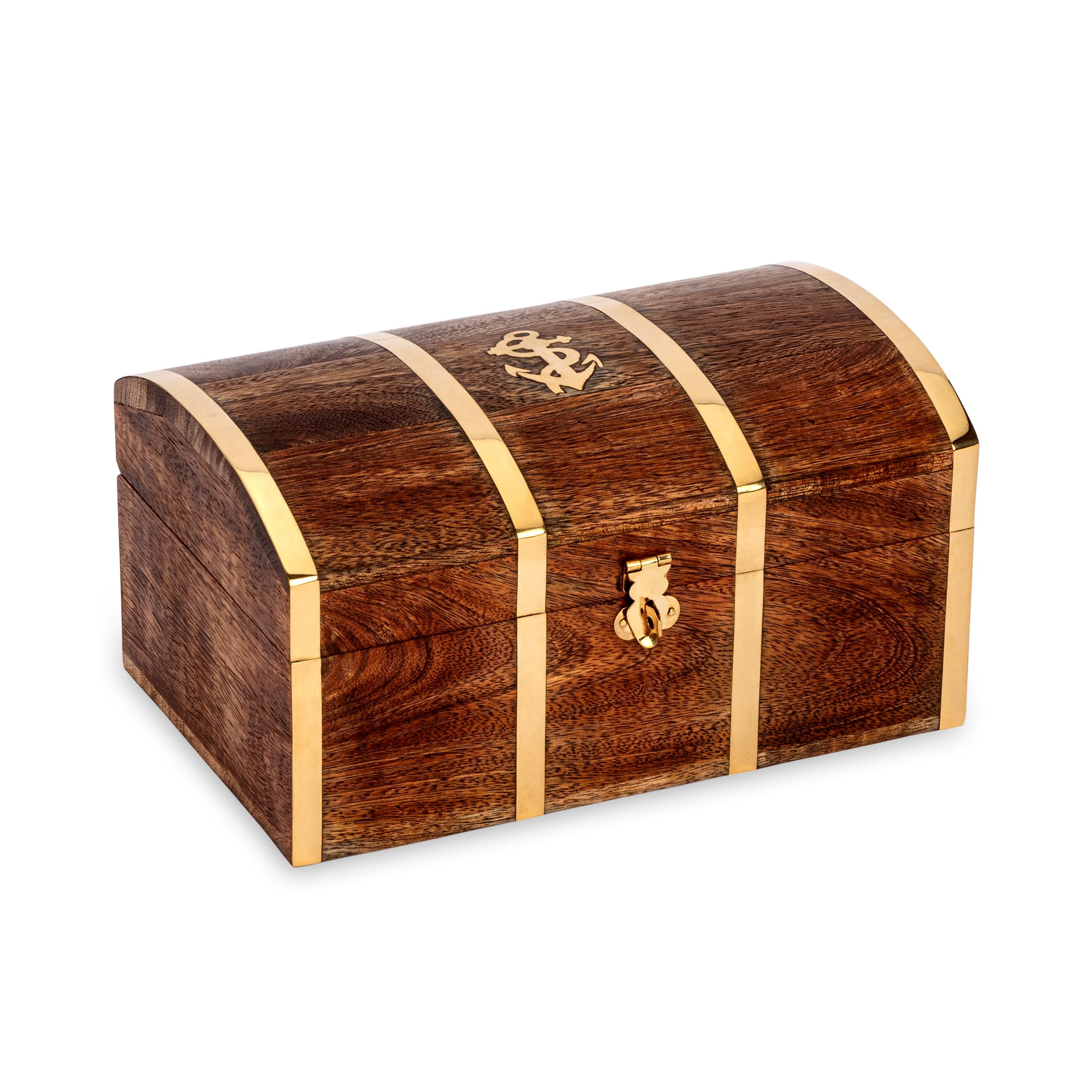 NKlaus Maritime Treasure Chest Real Wood and Brass 22 x 14 cm Treasure Chest Treasure Box 14623