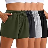 Neer 4 Pack Womens Sweat Shorts Casual Lounge Comfy Drawstring High Waist Summer Athletic Shorts with Pocket 2025