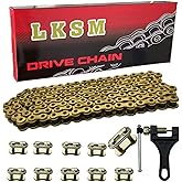 LKSM 420 Motorcycle Gold Chain 132 Link Standard Roller Chain with Chain Breaker 10 Connecting Master Link for 100cc 110cc 125cc Dirt Pit Bike ATV Quad Go Kart Scooter