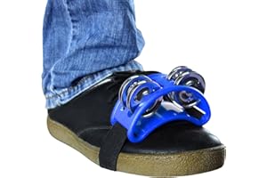 YMC Percussion FJS2S-BU Foot Tambourine with Steel Jingles, Blue