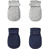 Newborn Baby No Scratch Mittens Stay On, 100% Cotton Breathable, Adjustable Infant Gloves for Baby Boys Girls Mittens