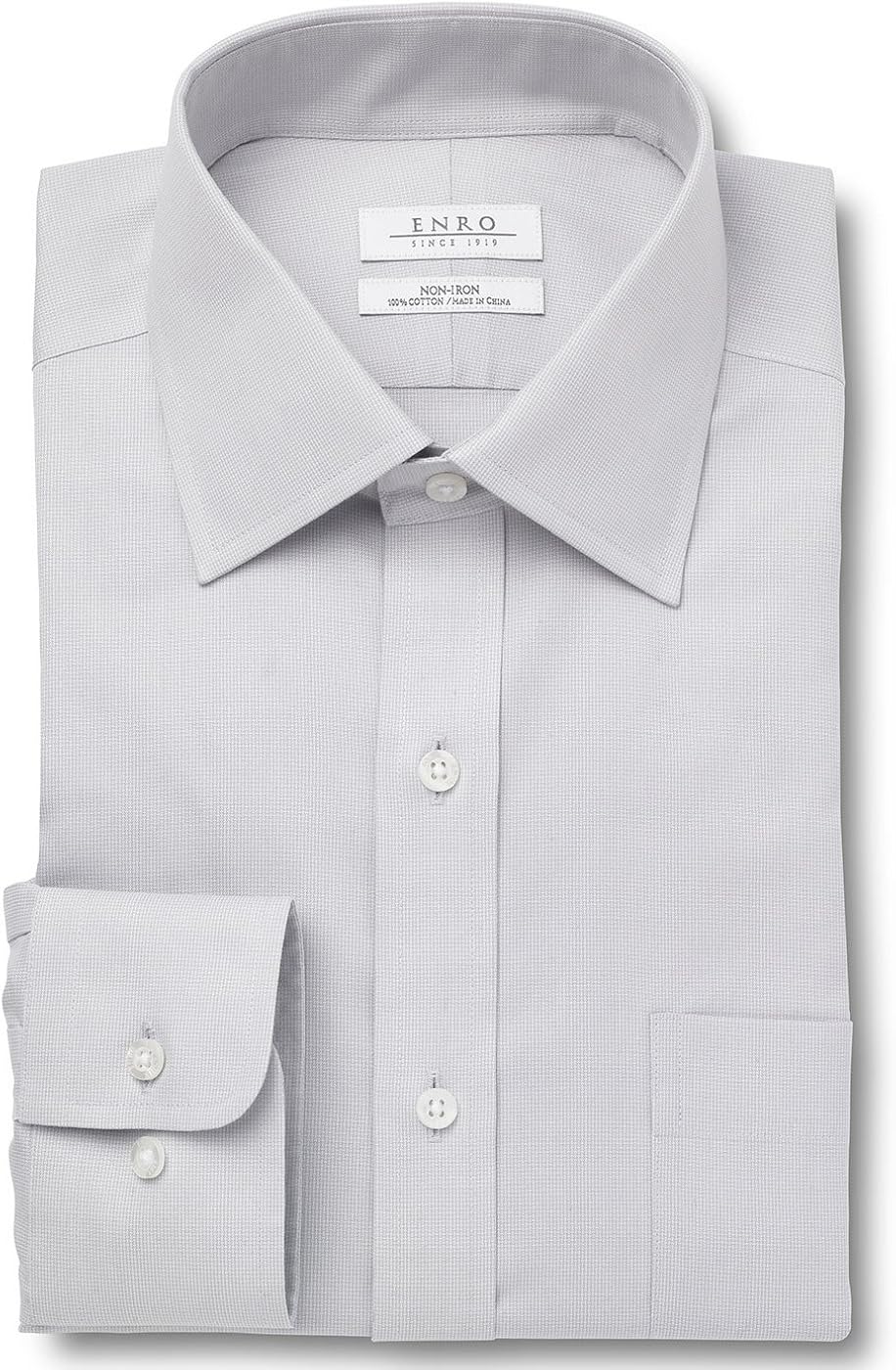 Enro Big Tall Classic Fit Bedford Solid Dress Shirt (Grey, 20 36/37
