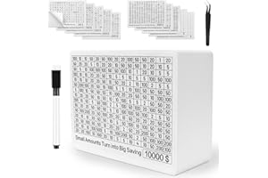 Kkluno 10000 Savings Challenge Box 10k Wooden Money Saving Box for 10000 5000 4000 3000 2000 1000 800 500 Cash Valut kakeibo Piggy Bank for Adults Kids Boys Girls No Assembly Required