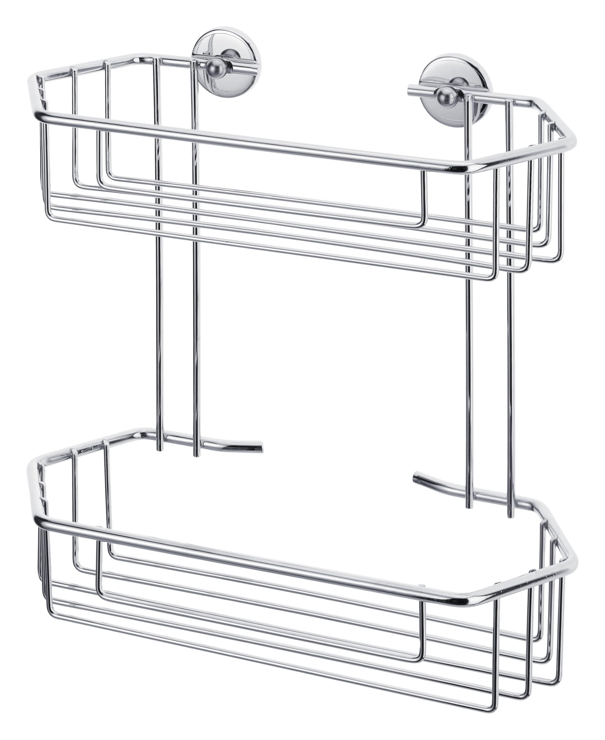tesa Baath metal shower caddy, chromed steel, self-adhesive, adhesive mounting technology, 278mm x 270mm x 125mm