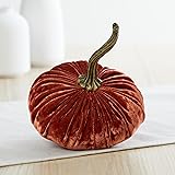 Luxe Burnt Orange Small Velvet Pumpkin, Handmade