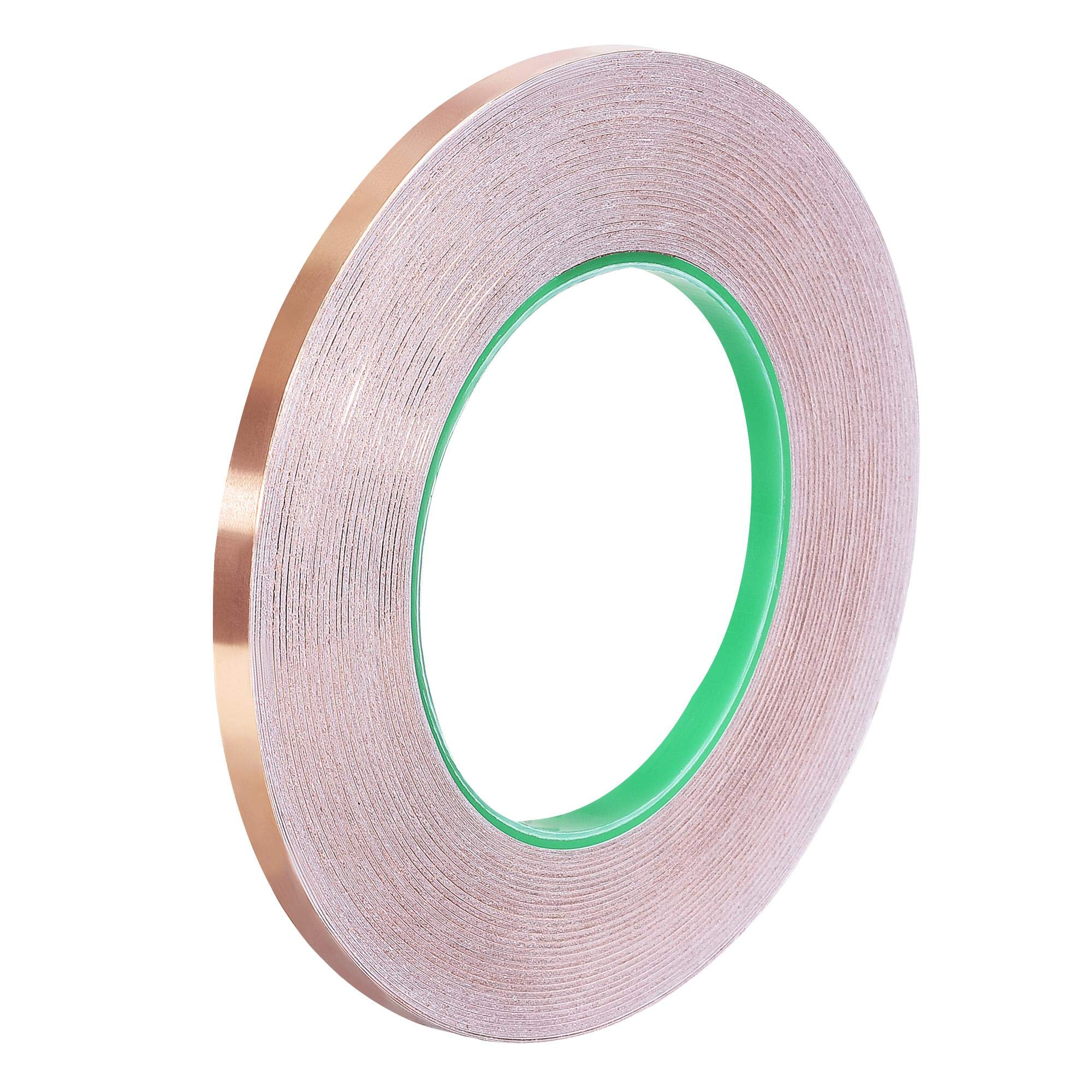 uxcell Double-Sided Conductive Tape Copper Foil Tape Adhesive 5mm x 50m/164ft for Guitar, EMI Shielding Crafts, Electrical Repairs, Stained Glass 1pcs