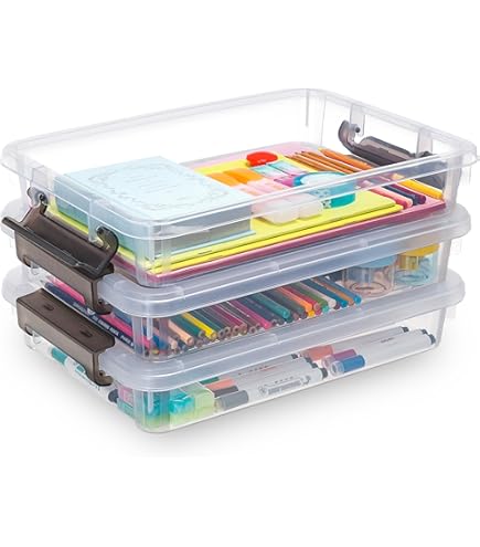 Sterilite Paquete De 48 Cajas De Almacenamiento Cuadradas Pequeñas De Plástico Transparente Con Tapa Con Bisagras, Organizador Multiusos Apilable Para Suministros De Arte Y Manualidades, Accesorios