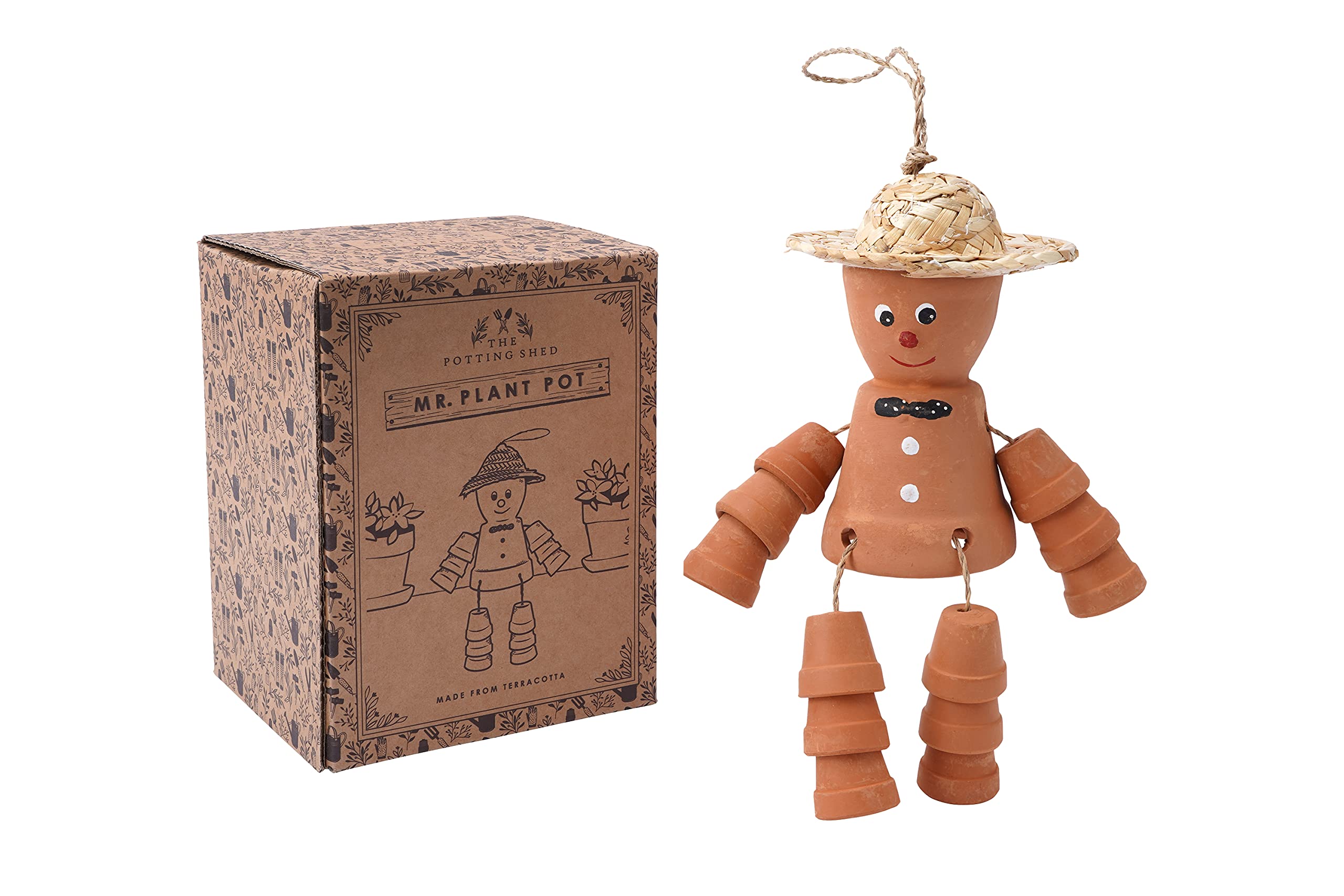 CGB Giftware | Terracotta Plant Pot Man | Garden Feature Object Feature Sitting or Hanging Ornament | The Potting Shed collection | GB06044