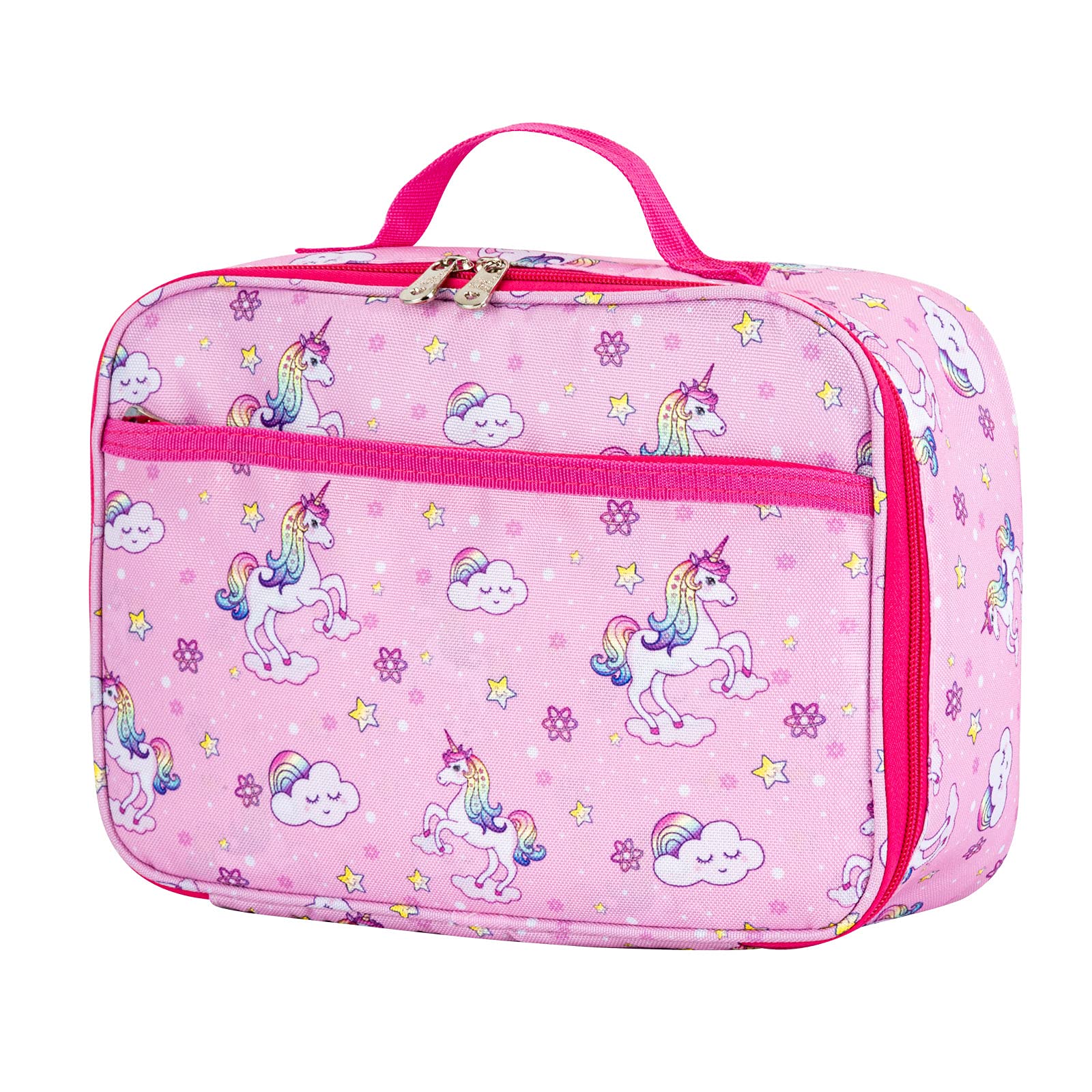 Pretty Jolly Mini Kids Lunch Box, Insulated Reusable Lunch Bag for Girls & Boys, Thermal Meal Container Tote with Waterproof Liner, Hot or Cold Snacks Lunchbox for School,Work,Picnic (Unicorn Pink)
