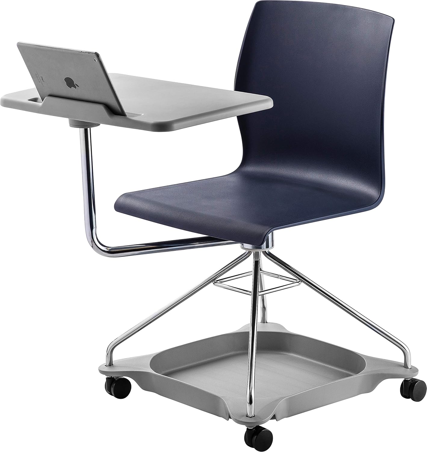 National Public Seating Mobile Chair with Tablet Arm and Storage, Blue: Industrial & Scientific