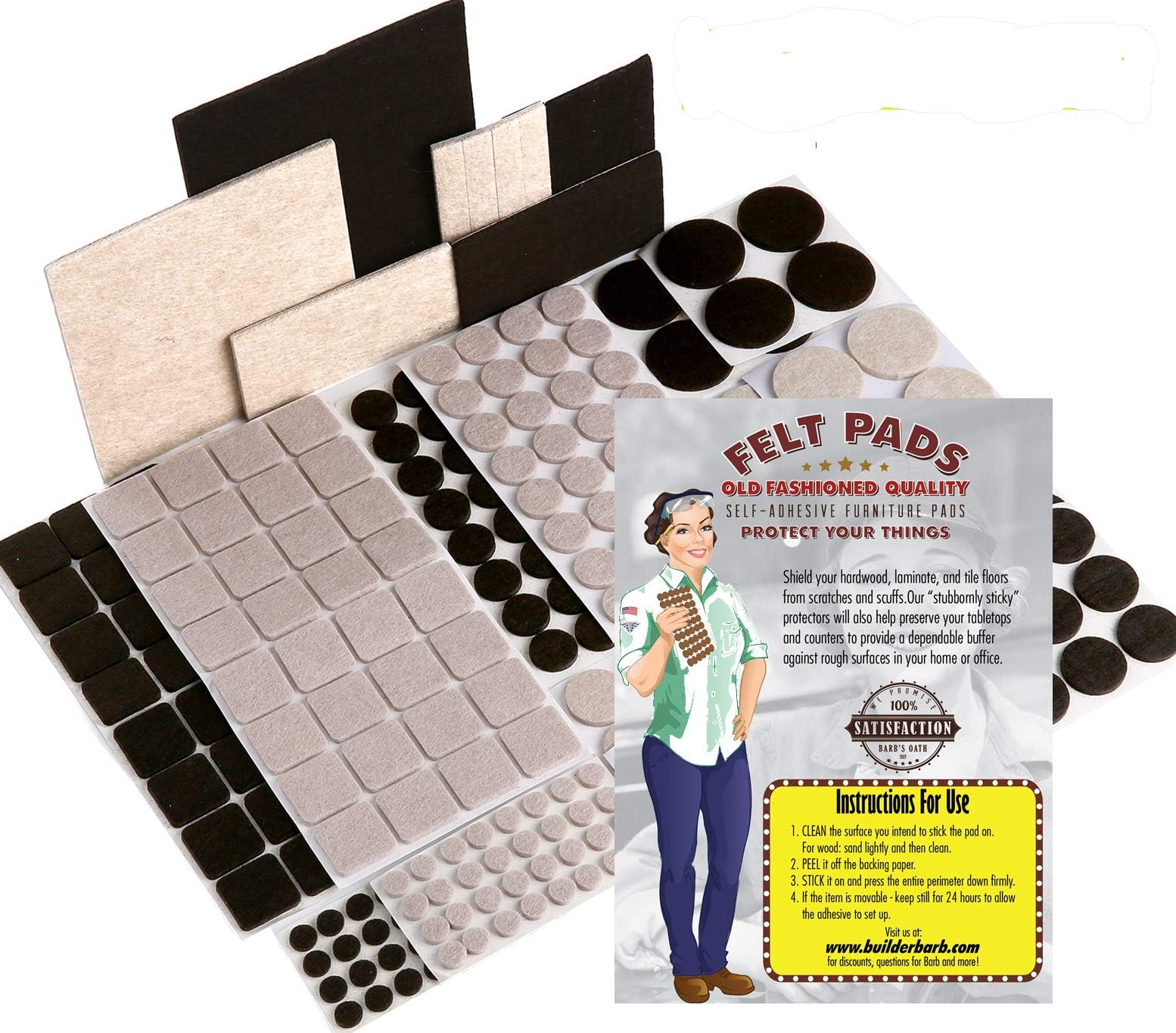 Felt Furniture Pads for Hardwood Floors - Effective Chair Leg Floor Protectors. Protect Your Home from Scratches. Easy to Use - Proven Results 274pc MEGA Pack 2-Colors 8 Shapes & Sizes