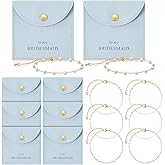 Quelay 16 Pcs Jewelry Bridesmaid Gift Pearl Bracelet Microfiber Jewelry Bag Pouch Set of 8 for Wedding Bridal Party Favor