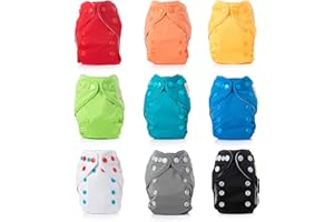 PLANET BABY Newborn All-In-Two Cloth Diapers, Reusable Washable Premium Diapers & Bamboo Inserts