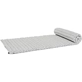 Leewadee - Foldable Floor Mattress - Japanese Roll Up Futon -Trifold Tatami Mat- Guest Floor Bed - Camping Mattress - Thai Massage Mat, Kapok Filled, 75 x 20 inches, Black White