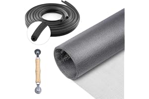 PAZAKA Screen Repair Kit for Windows and Doors 48” x 100" Adjustable Fiberglass Screens with Rolling Tool and Screen Retainer Spline