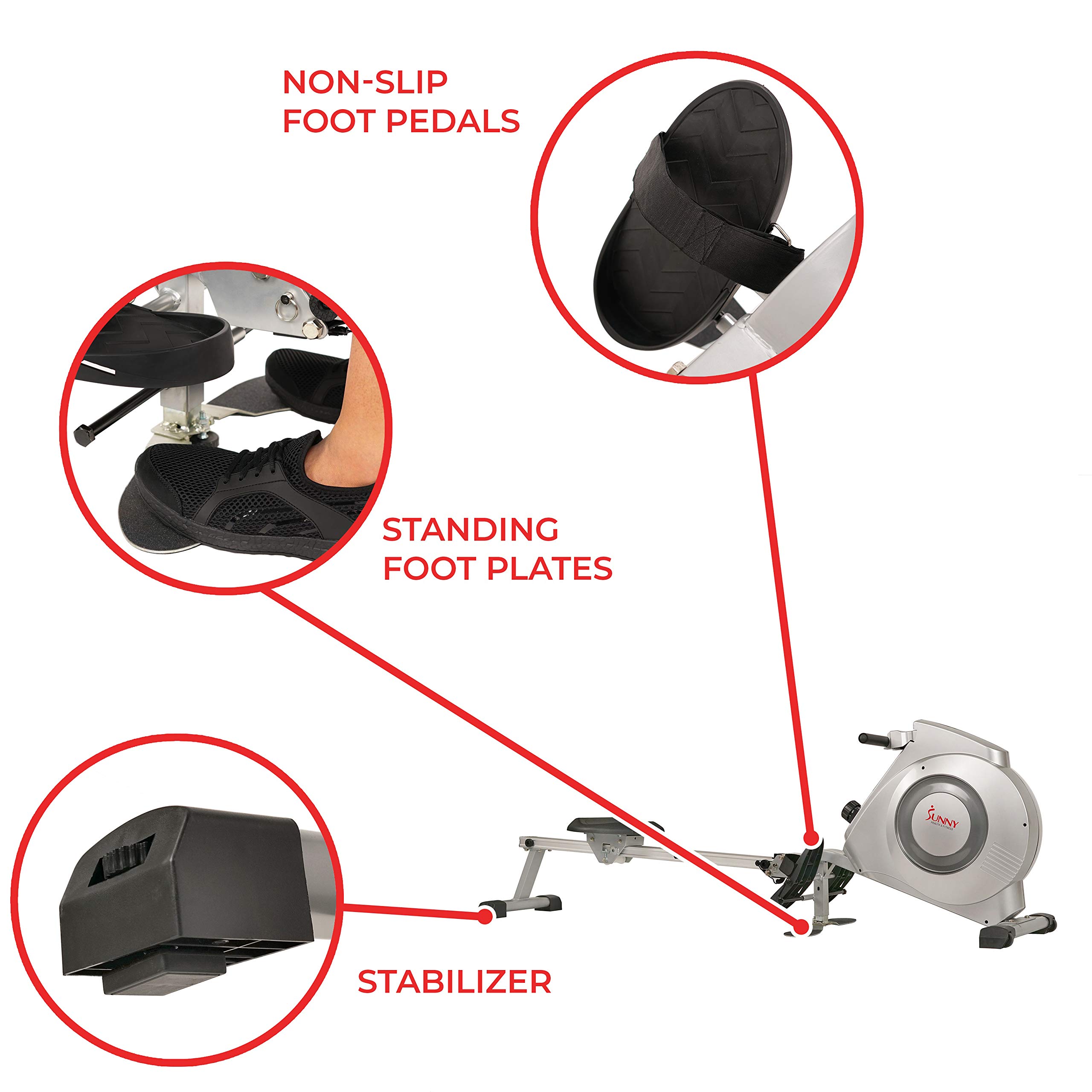 Sunny Health & Fitness Magnetic Rowing Machine w/ Digital Monitor, 300 LB Weight Capacity, Dual Function Multi-Exercise… - Image 5