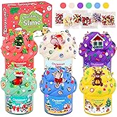 Christmas Slime Kit 6 Pack for Girls and Boys with Christmas Charm, Sticker, Butter Slime Scent Soft Stretchy, Kids Stress Relief Toys, Birthday Gift & Party Favors, Prizes Xmas Stocking Stuffers