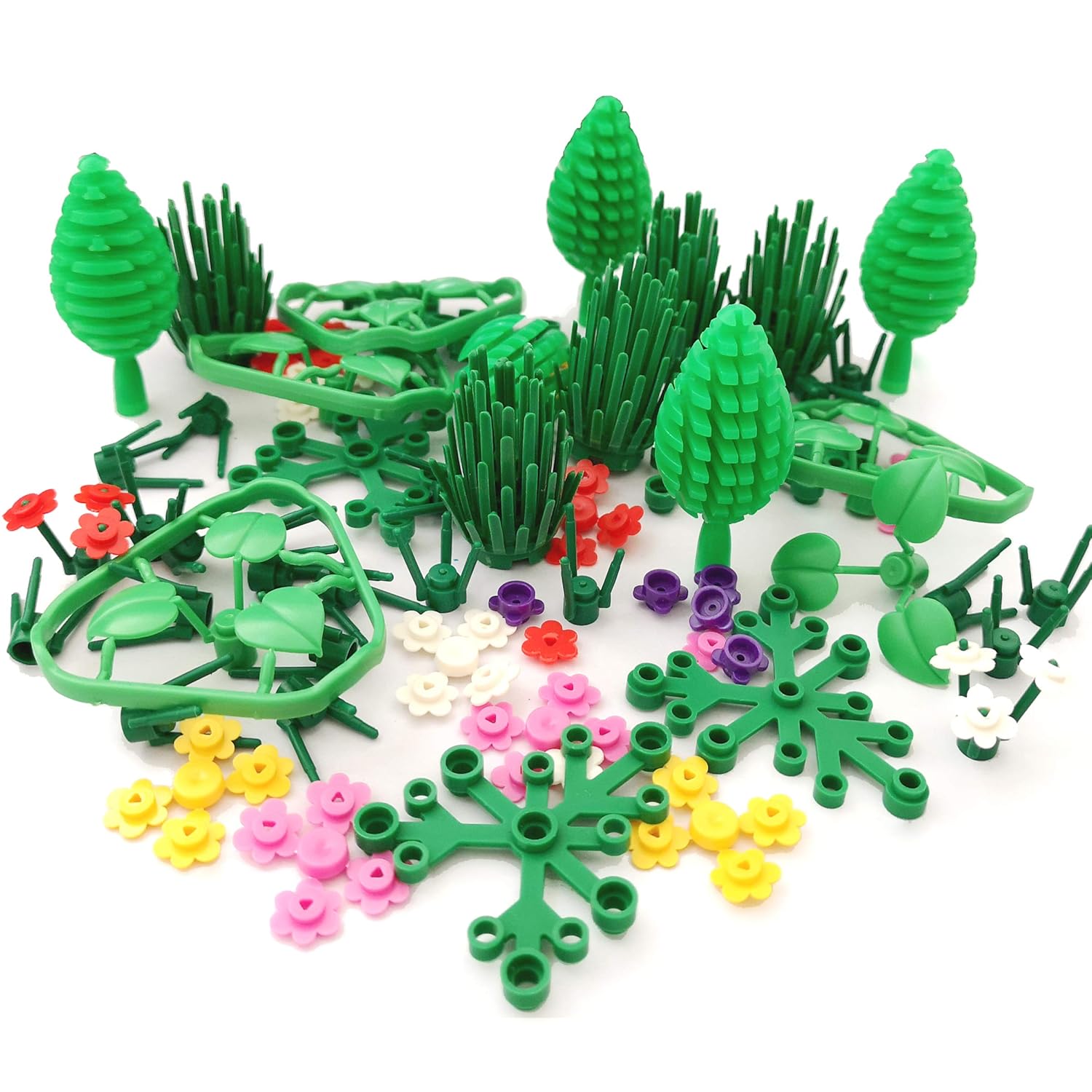 SPRITE WORLD Block Parts Compatible for Major Brand Garden Flower Tree Plant Set Building Toy Trees Plants Flowers