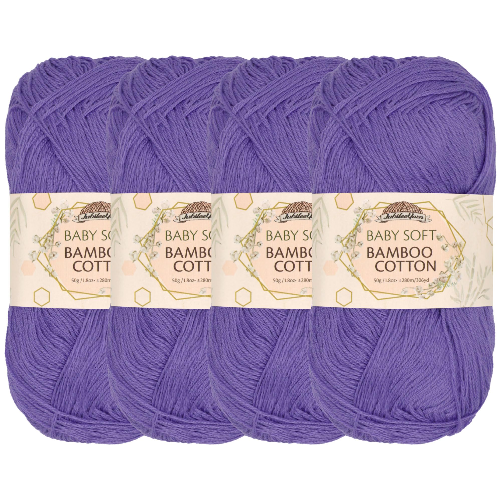 JubileeYarn Baby Soft Bamboo Cotton Yarn - 50g/Skein - Mulberry - 4 Skeins โ image 1