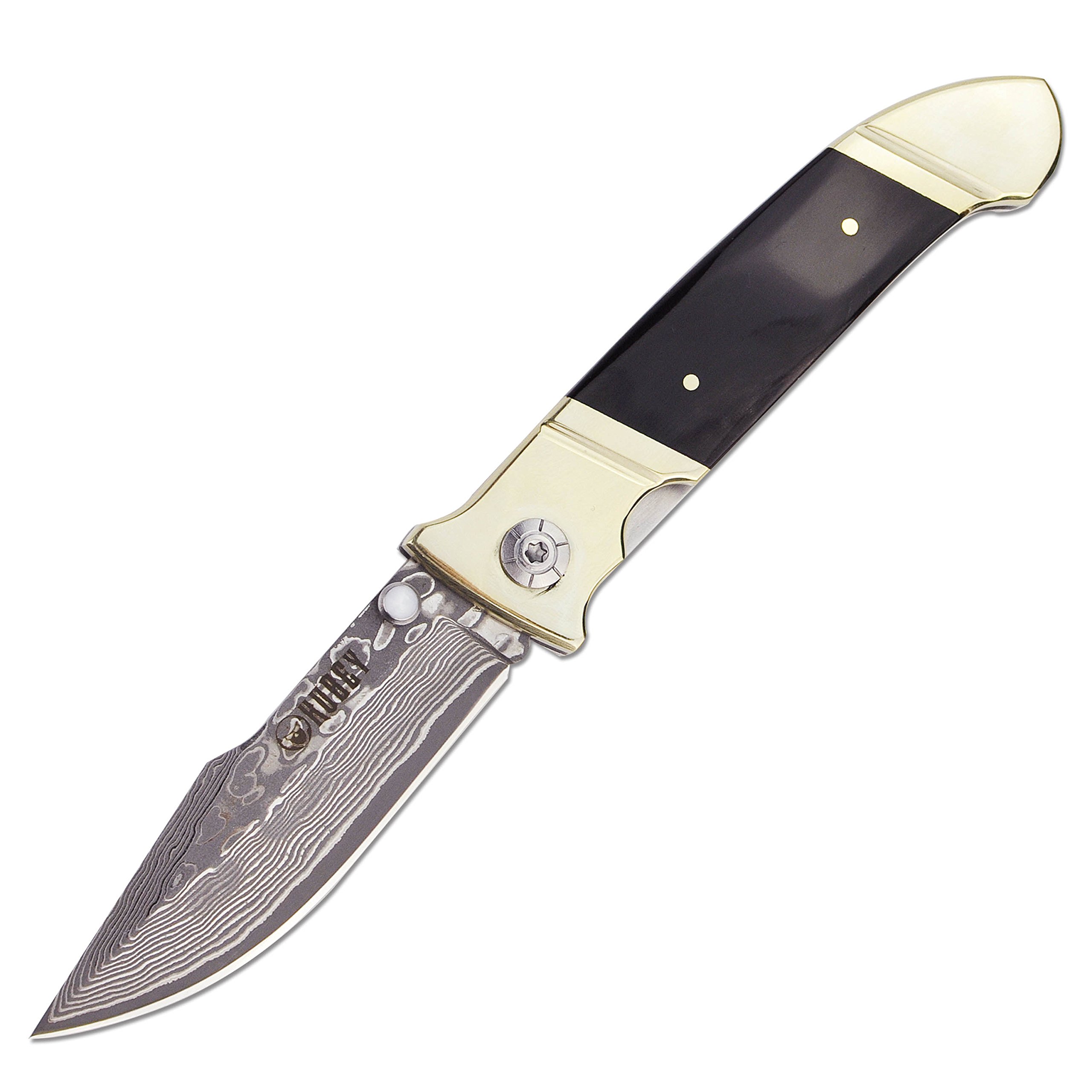 KUBEY DM064 Hunting Folding Knife VG10 Damascus Steel Thumb Open Liner