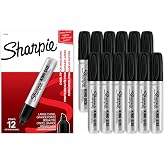 Sharpie King Size Permanent Markers, Chisel Tip, Black, 12 Count - Thick Poster Markers, Heavy Duty For Work &amp; Industrial Use, High Capacity Ink Supply, For Paper, Metal, Plastic, And More