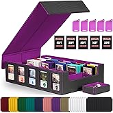 Kabinka 5 Row 3900+ Trading Card Storage Box with Commander Display | MTG Storage Box with Removable Lid Bulk Card Storage for MTG TCG PTCG Sports Card, Top Loaders Storage Box (Purple)