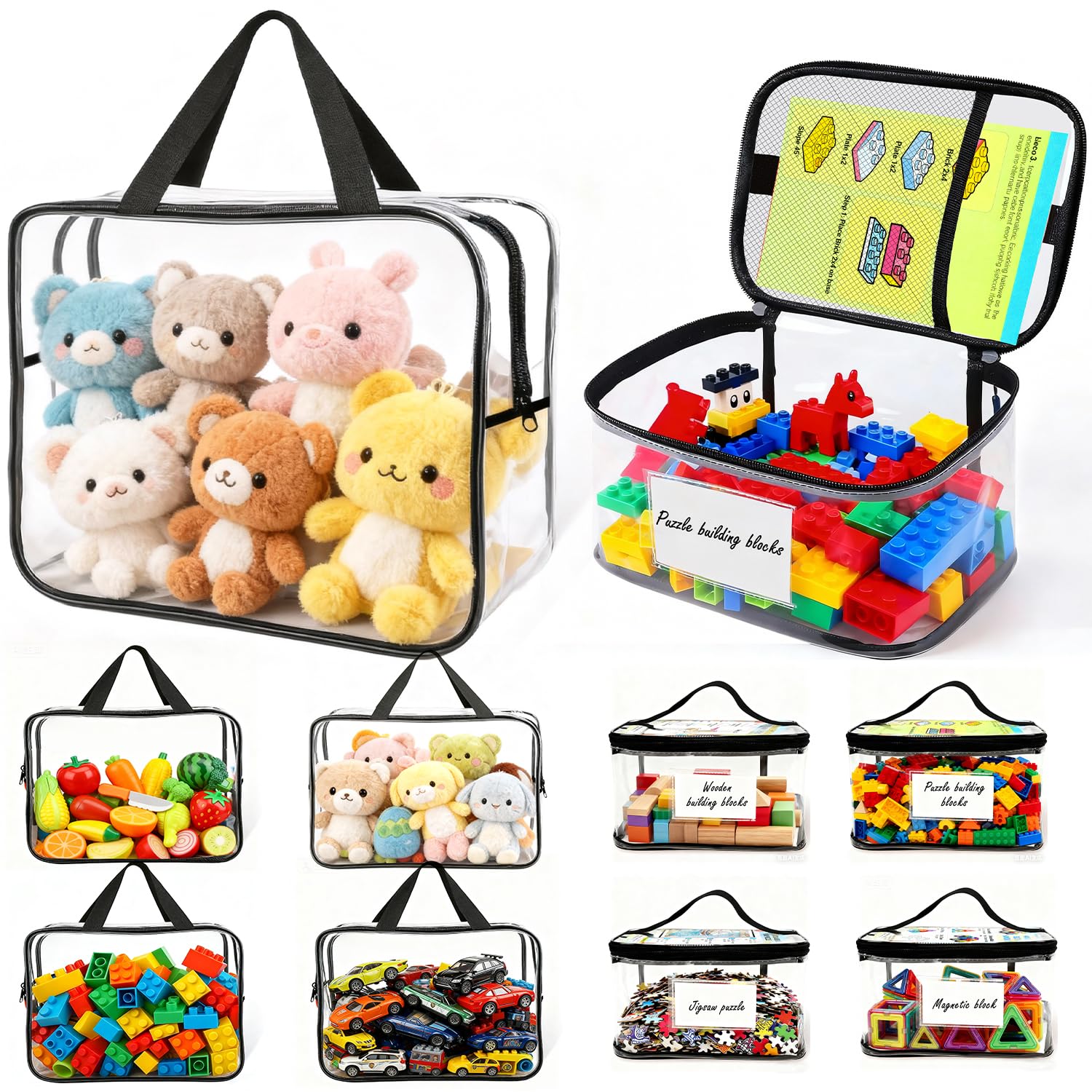 Photo 1 of *PARTIAL SET - See Clerk Notes*
8-Pack Clear PVC Toy Organizers and Storage Bags with Zipper,Waterproof Organizer for Building Blocks, Puzzles,Board Games & Magnetic Toys,All-in-One Toy Organizers and Storage Solution