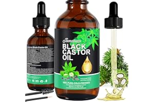 UOCASI Jamaican Black Castor Oil in Glass Bottles, 100% Pure and Natural Organic Cold Pressed Unrefined, Hair Growth, Eyebrow Care, Skin Care, Nourishes and Hydrates Hair, Body Massage Oil (Pack of 1)