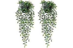 Artificial Hanging Plants - 2 Pack Fake Hanging Greenery Plant Hanging Mandala Vines Plant Potted for Décor for Indoor Outdoo