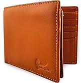 Full Grain Leather Wallet for Men - Mens Bifold Wallet RFID Blocking with Extra Capacity 10 Cards Slots with 2 ID Windows - Minimalist Mens Billfold Wallet - Mens Wallet with Gift Box - Light Brown