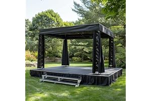 EFAVORMART.COM Efavormart Portable Stage Skirting Polyester Shirred Pleat Stage Cover for Wedding Platform Black - 16" x10ft