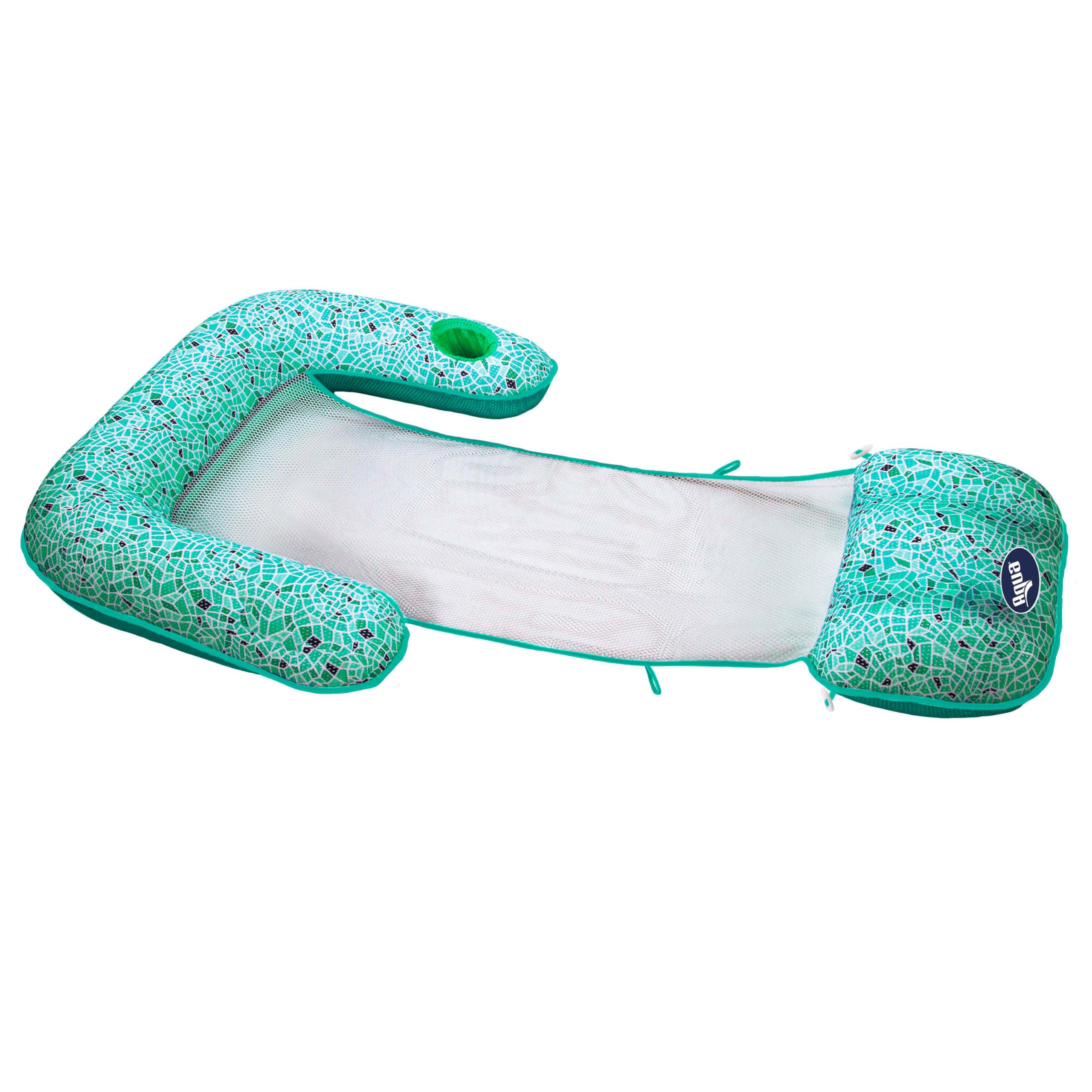 Photo 1 of Aqua Mosaic 3-in-1 Pool Chair Float – Inflatable Floating Pool Chair for Adults with Length Adjust-Toggles – Use as a Lounge, Chair, or Drifter – Green Mosaic