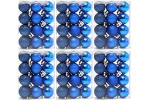 TKYGU 30mm/1.18 inch Christmas Ball 6/Set 144 PCS Shatterproof Christmas Ornaments Christmas Tree Ornament Set Ball Ornaments (Blue)