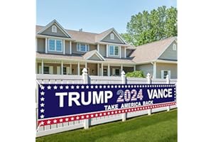 OEAGO Trump 2024 Flag Trump Vance 2024 Flag Take America Back Banner Trump Merchandise Trump Flag Trump Yard Signs 2024 Trump Flags for Garden Outdoor Decor 98" x 18"