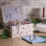 Hobby Gift Sewing Box Wood Fabric Embroidered Bee Medium view 7