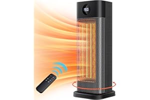 BURLAN Space Heater for indoor Use, Portable Electric Heater for Bedroom,1500W PTC Electric Heater with Thermostat, Fast Safety Heat Office/Bedroom/Bathroom (White) (Black)