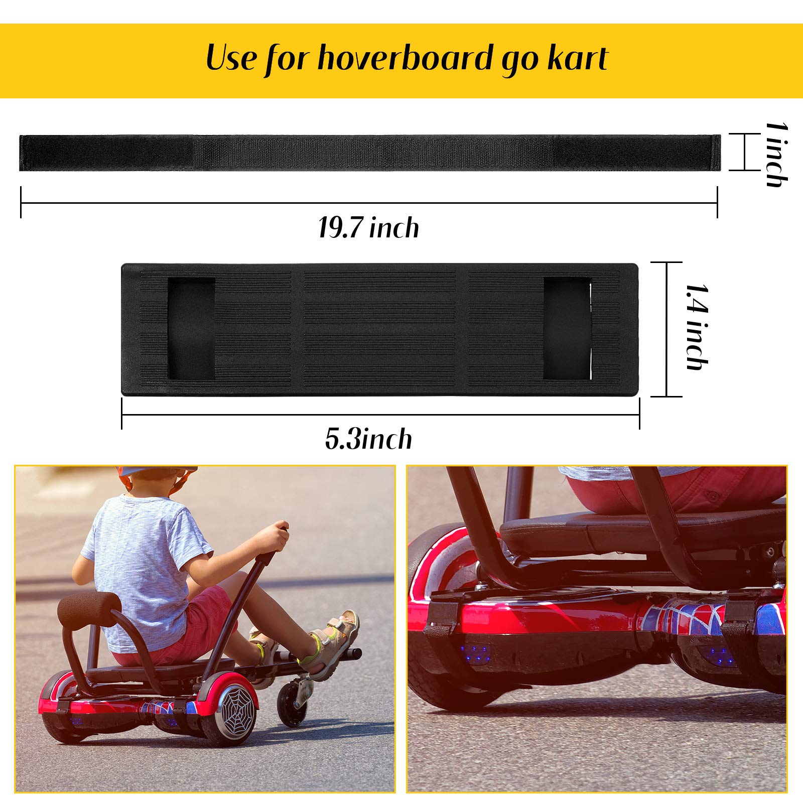 8 Pieces Adjustable Hoverboard Seat Attachment Straps and 4 Hoverboard Go Cart Strap Protector Hook Loop Fastening Cable Replacement for Kart Accessories Self Balance(19.68 Inches)