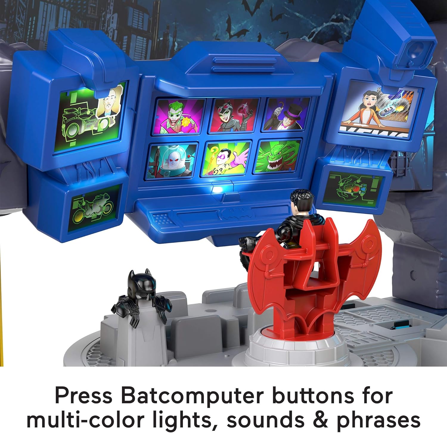 Fisher-Price Imaginext DC Super Friends Super Surround Batcave, interactive Batman playset with lights, sounds and 5 exclusive figures: Toys & Games