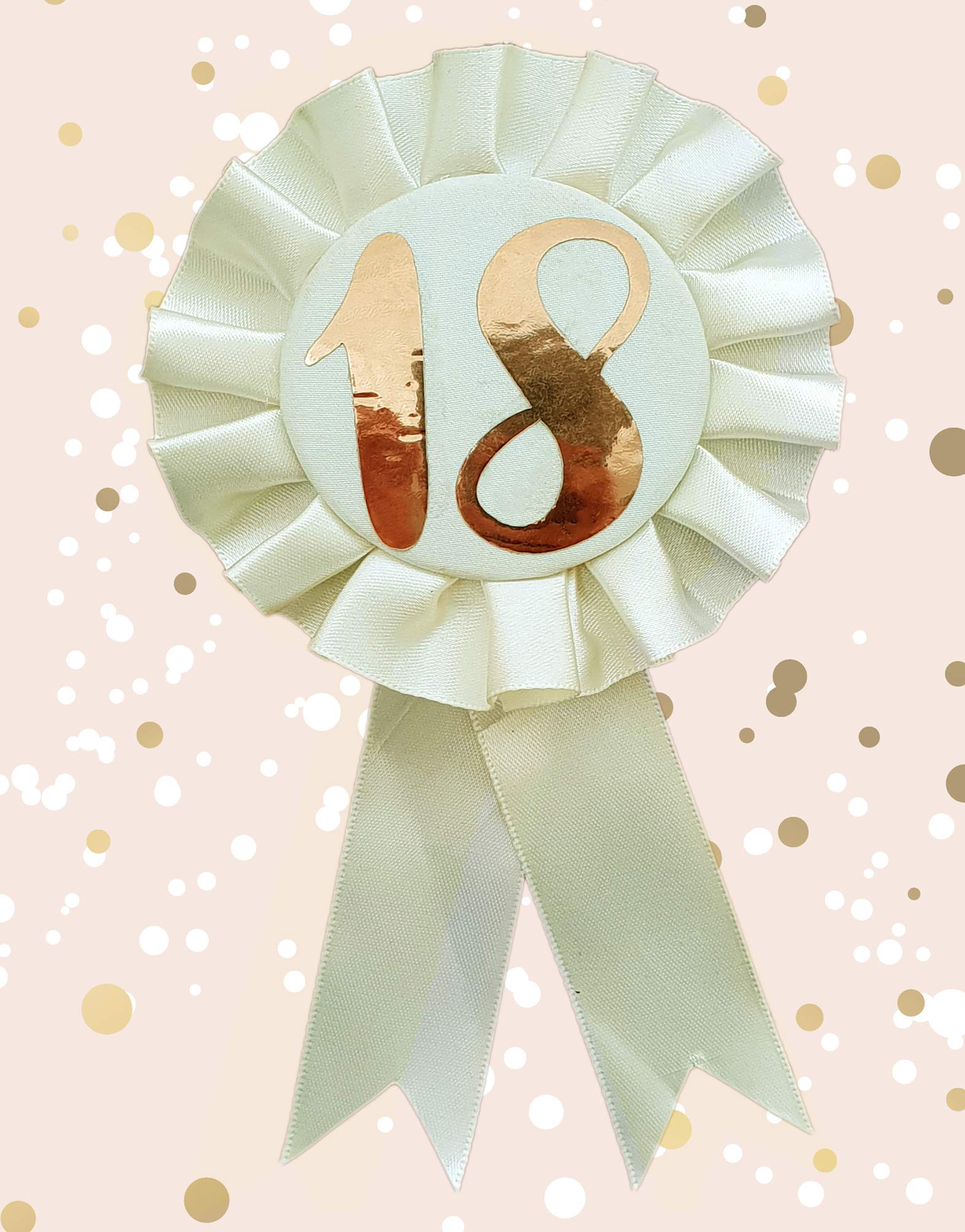Alandra Birthdays RGB-18 18th Cream & Rose Gold Metallic Birthday Rosette, One Size